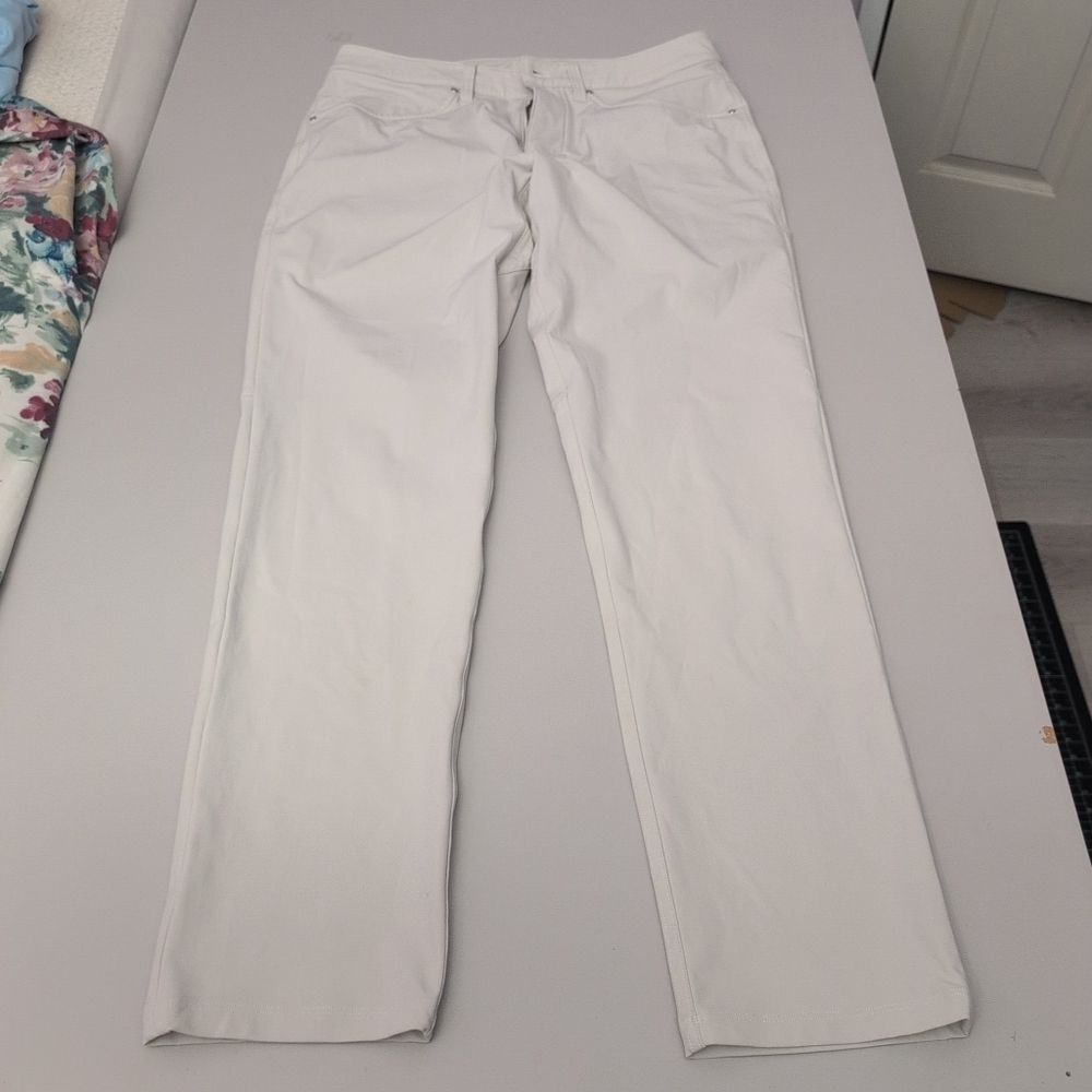 Lululemon ABC 5 Pocket Pants Mens Tech Travel Commuter Golf Trouser Chino Cream